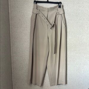 Michael Kors Tan Wide-Leg Pants with Belted Waist